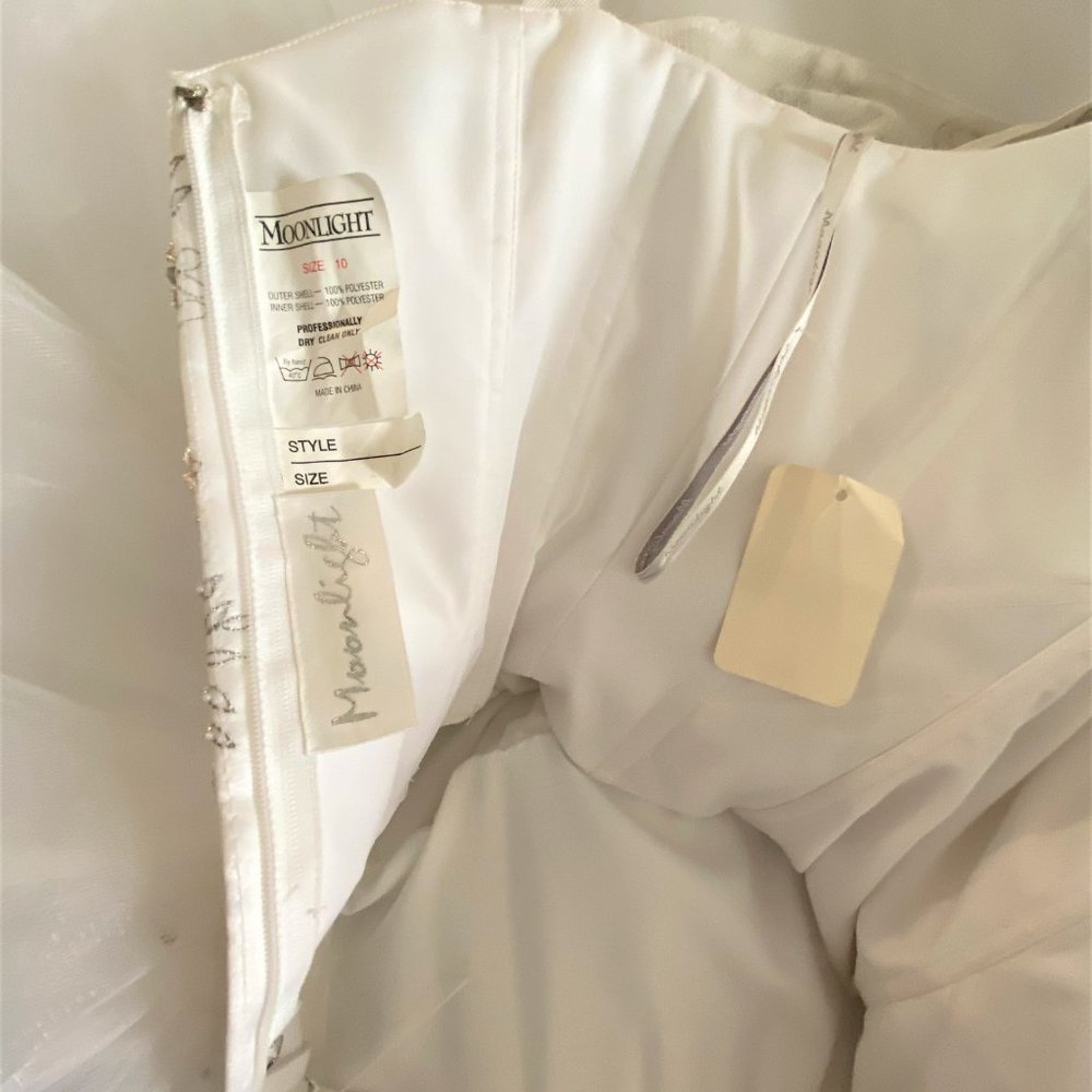 NWT Sz 10 Moonlight White Satin/Tulle Wedding Gown - Picture 14 of 14